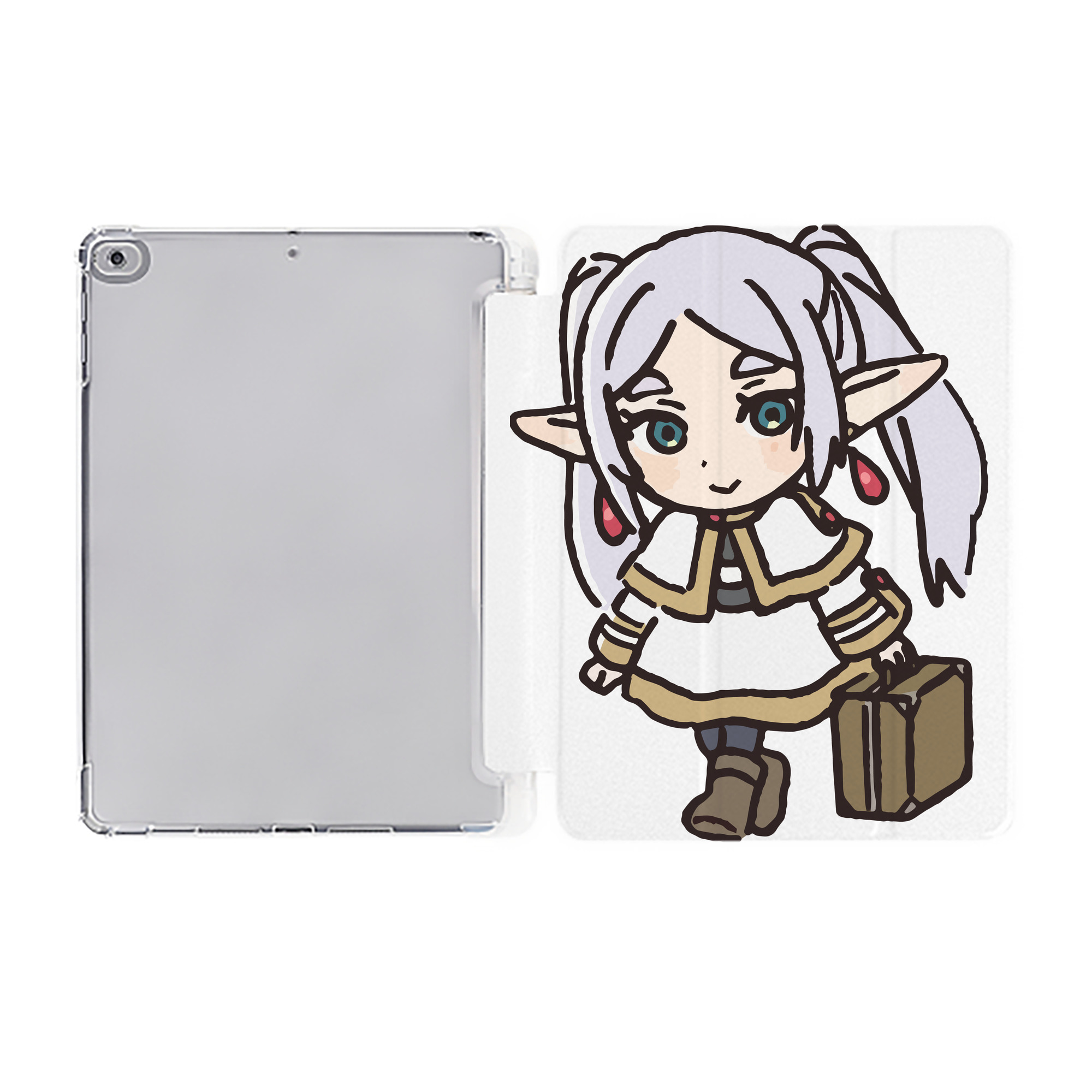 （画像用） 葬送のフリーレン Frieren IPad ケース ペン収納付き 三つ折りスタンド PUレザー×シリコン 対応機種9.5/10.5/10.9インチ